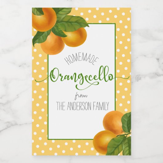 Orangecello Aquarellorangen benutzerdefinierte Skr Weinetikett (Einzelnes Label)