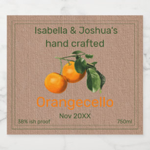 Orangecello-Etikett auf Kraftfarbpapier Alkoholflaschenetikett