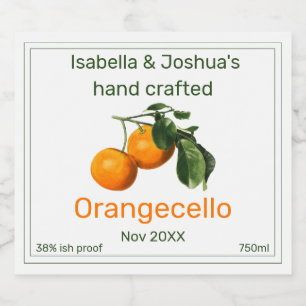 Orangecello-Etikett Vintage-Orangen-Illustration Alkoholflaschenetikett