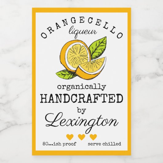 Orangecello Likör-Etikett für eine kleine Flasche Lebensmitteletikett (Einzelnes Label)