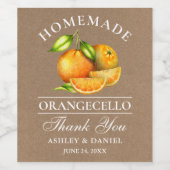 Orangecello Wedding Kraft Weinetikett (Einzelnes Label)