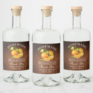 Orangecello Wedding Wood Alkoholflaschenetikett