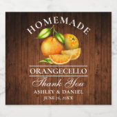 Orangecello Wedding Wood Alkoholflaschenetikett (Einzelnes Label)