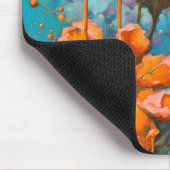 Orangefarbene Abstrakte Blume mit Paint-Tropfen Mousepad (Ecke)
