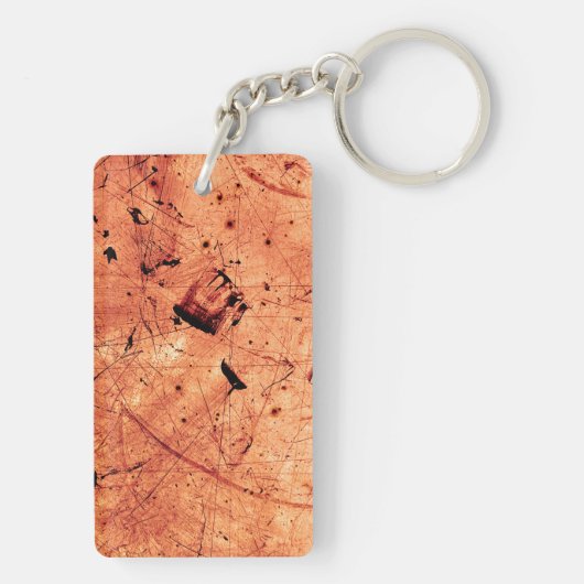 Orangefarbene abstrakte Kunst Schlüsselanhänger (Rückseite)