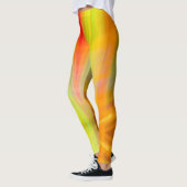 Orangefarbene abstrakte Lichtstreppe cooler Spaß Leggings (Links)
