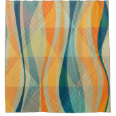 Orangefarbene, Abstrakte Streifen Duschvorhang (Vorderseite)