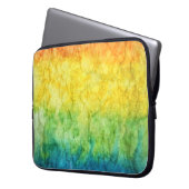 Orangefarbene abstrakte und grüne Malerei Laptopschutzhülle (Vorderseite Links)