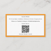 Orangefarbene AC Unit Heizungs-Kühlerhauptkarte Visitenkarte (Rückseite)