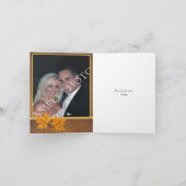 Orangefarbene Ahornfrüchte Blätter auf brauner Hoc Dankeskarte (Innenseite)