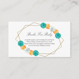 Orangefarbene Aquamarine geometrische Bücher für K Begleitkarte