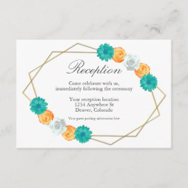 Orangefarbene Aquamarine geometrische Hochzeitsemp Begleitkarte