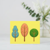 Orangefarbene Aquamarine Grünbäume mit gelbem Stit Postkarte (Stehend Vorderseite)