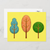 Orangefarbene Aquamarine Grünbäume mit gelbem Stit Postkarte (Vorne/Hinten)