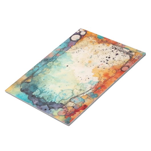 Orangefarbene, Aquamarine, Lila Aquarellseite Notizblock (angewinkelt)