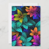 Orangefarbene Aquamarine Lila Neon-Blume jeden Geb Einladung (Rückseite)