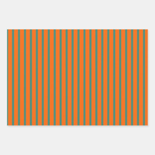 Orangefarbene Aquamarine Polka-Punkte Streifen Geschenkpapier Set (Vorderseite 3)