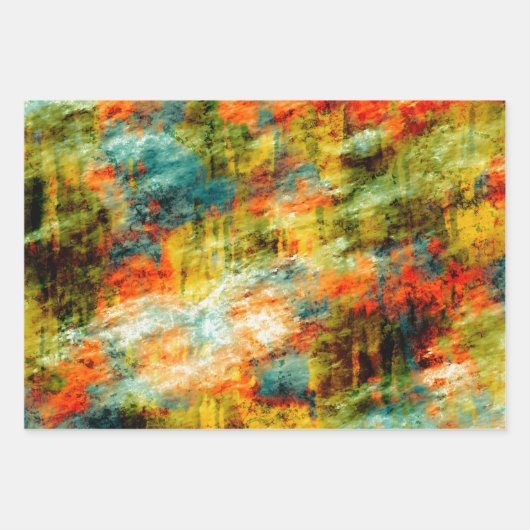 Orangefarbene Aquamarine Polka-Punkte Streifen Geschenkpapier Set (Vorderseite)