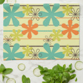 Orangefarbene, Aquamarine und gelbgrüne Blume und  Geschirrtuch (Gefaltet)