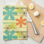 Orangefarbene, Aquamarine und gelbgrüne Blume und  Geschirrtuch (Viertel Falte)