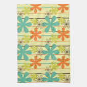 Orangefarbene, Aquamarine und gelbgrüne Blume und  Geschirrtuch (Vertikal)