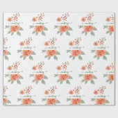 Orangefarbene Aquarellblumen personalisiert Geschenkpapier (Flach)