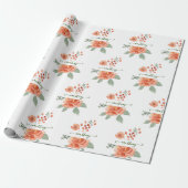 Orangefarbene Aquarellblumen personalisiert Geschenkpapier (Ungerollt)