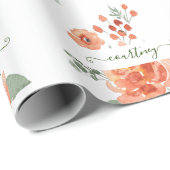 Orangefarbene Aquarellblumen personalisiert Geschenkpapier (Rolleneckpunkt)