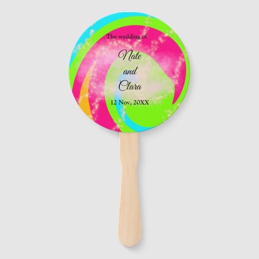 Orangefarbene Aquarellfarben, handbemalt Hochzeit Fächer (Vorderseite)