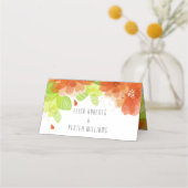 Orangefarbene ätherische Blume Hochzeitskarte Platzkarte (Rückseite)