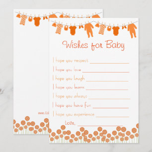 Orangefarbene Babydusche für Babyspiele Einladung