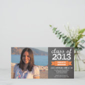 Orangefarbene Bannerklatsche Foto Abschluss Ankündigung (Stehend Vorderseite)