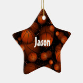 Orangefarbene Basketbälle überall, schwarz Keramikornament (Rechts)