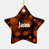 Orangefarbene Basketbälle überall, schwarz Keramikornament (Vorne)