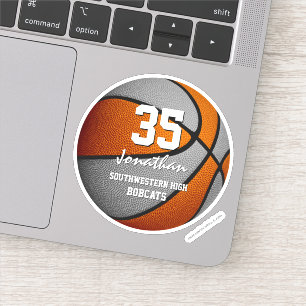 Orangefarbene Basketballmannschaft färbt Spirituos Aufkleber