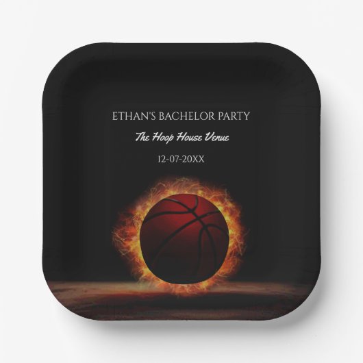 Orangefarbene Basketballmeisterin Pappteller (Vorderseite)