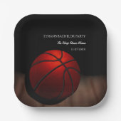 Orangefarbene Basketballmeisterin Pappteller (Vorderseite)