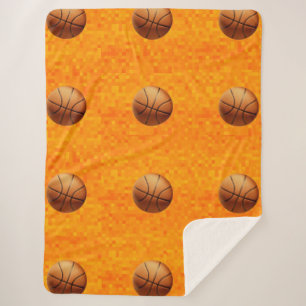 Orangefarbene Basketballs auf Golden Orange, Sherpadecke
