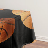 Orangefarbene Basketballs auf schwarz, große Table Tischdecke (Beispiel)