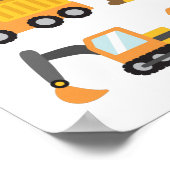 Orangefarbene Baufahrzeuge Kinderraumdekoration Poster (Ecke)