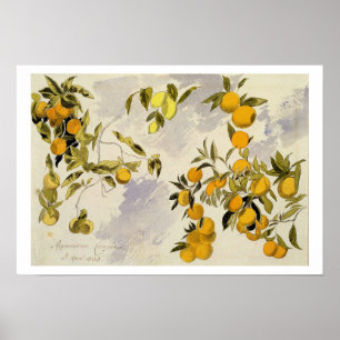 Orangefarbene Bäume, 1863 (w/c, Stift und Tinte üb Poster