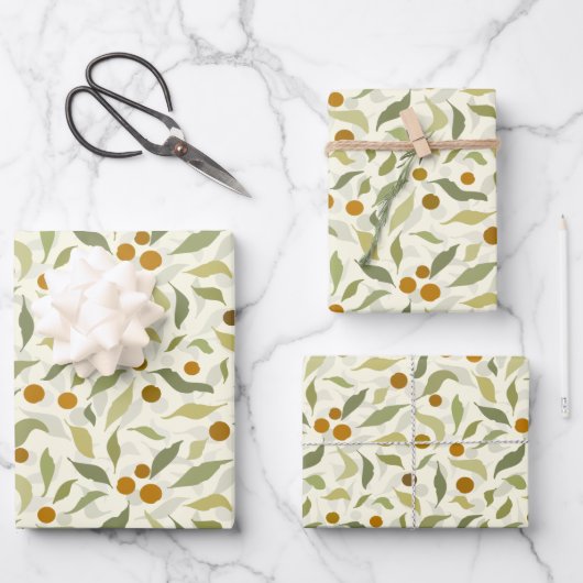 Orangefarbene Berries und Blätter auf Creme - Must (Vorderseite)