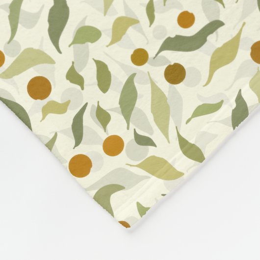 Orangefarbene Berries und Blätter auf Creme - Must Fleecedecke (Ecke)