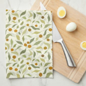 Orangefarbene Berries und Blätter auf Creme - Must Geschirrtuch (Viertel Falte)