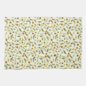 Orangefarbene Berries und Blätter auf Creme - Must Geschirrtuch (Horizontal)