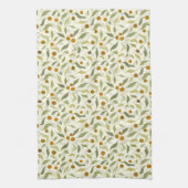 Orangefarbene Berries und Blätter auf Creme - Must Geschirrtuch (Vertikal)