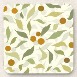 Orangefarbene Berries und Blätter auf Creme - Must Getränkeuntersetzer