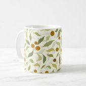 Orangefarbene Berries und Blätter auf Creme - Must Kaffeetasse (Vorderseite Links)