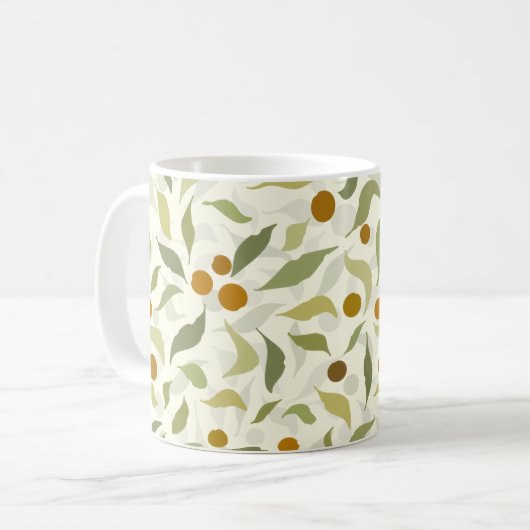 Orangefarbene Berries und Blätter auf Creme - Must Kaffeetasse (Vorderseite Links)