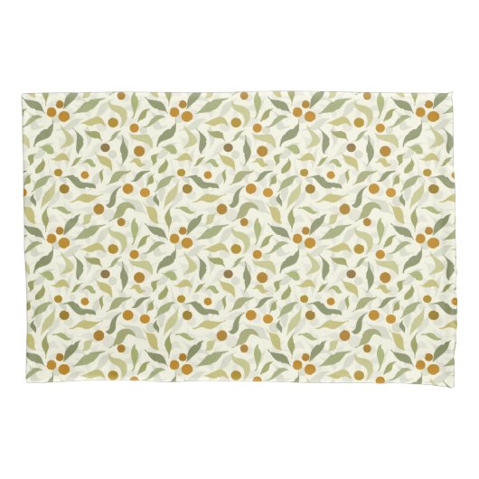 Orangefarbene Berries und Blätter auf Creme - Must Kissenbezug (Vorderseite)